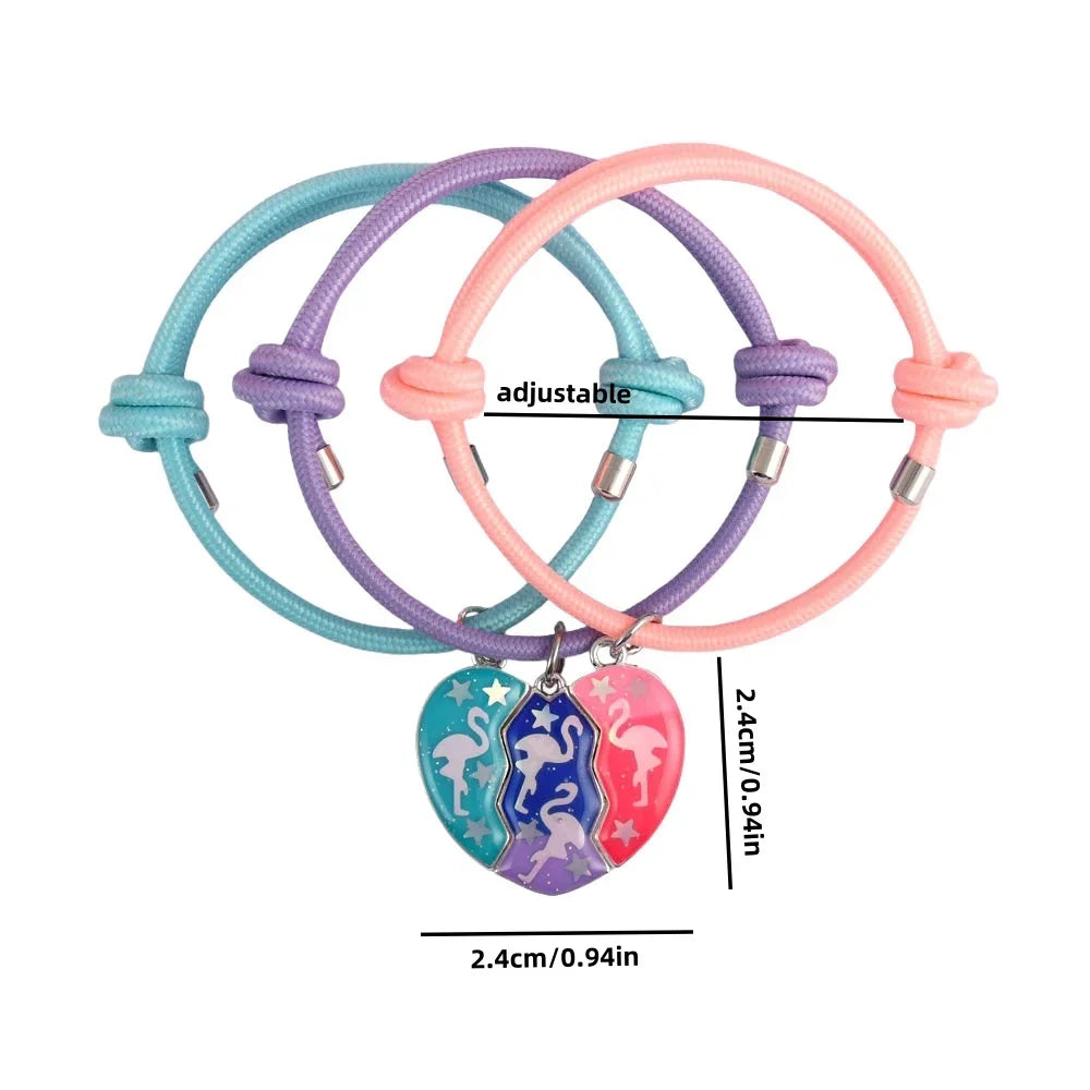 3 Best Friends Heart Bracelet