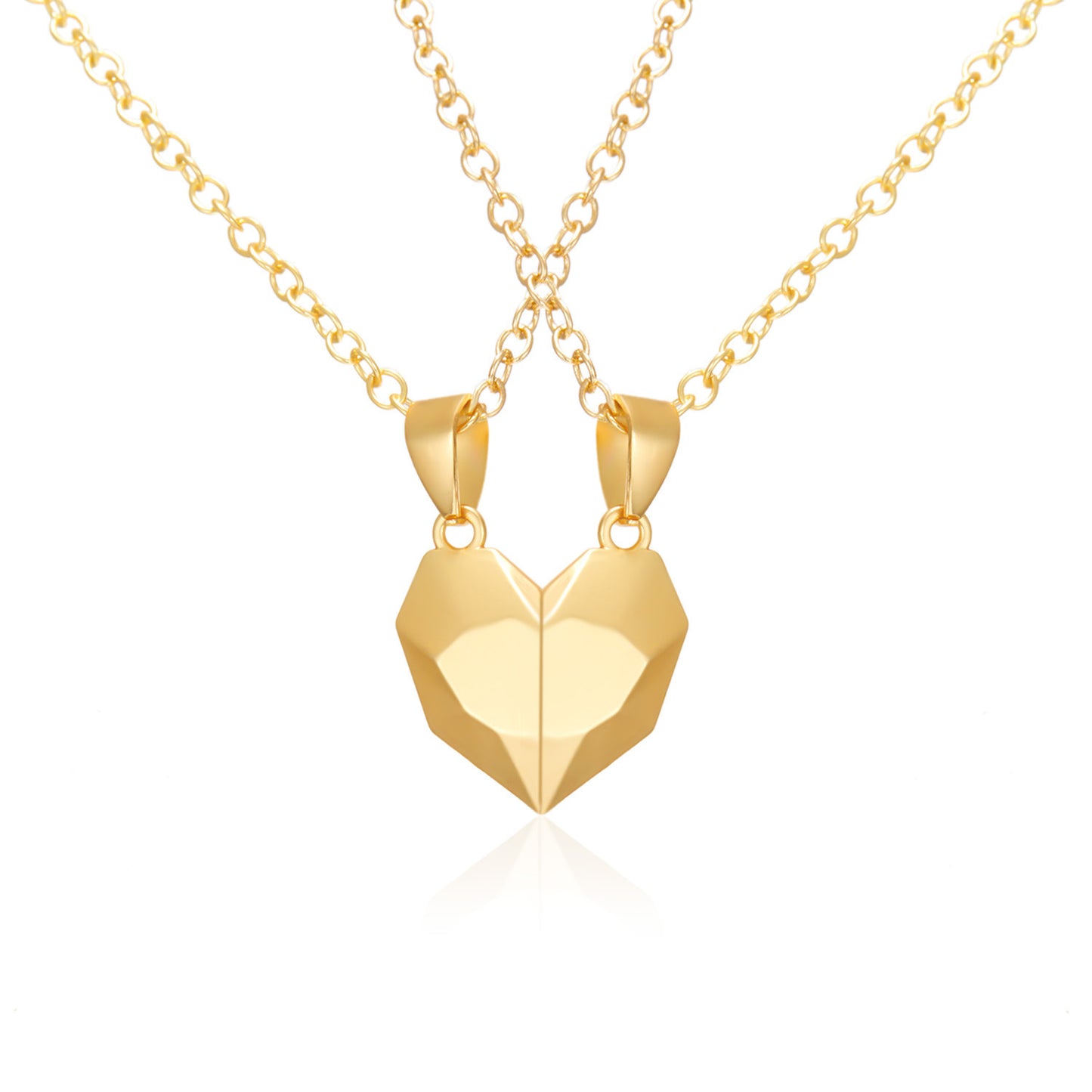 Heart Magnetic Couple Necklace - Gold Color