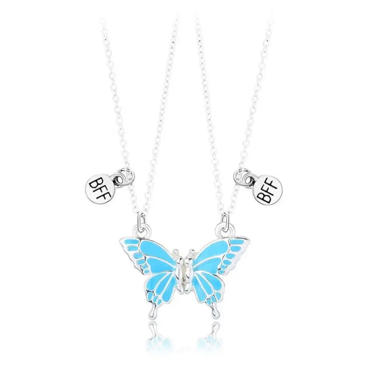 Butterfly BFF Friendship Necklace - Blue color - Front view