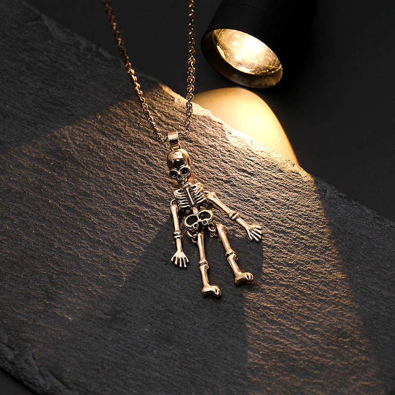 Love Till We Die BFF Necklace - Single gold skeleton from the pair