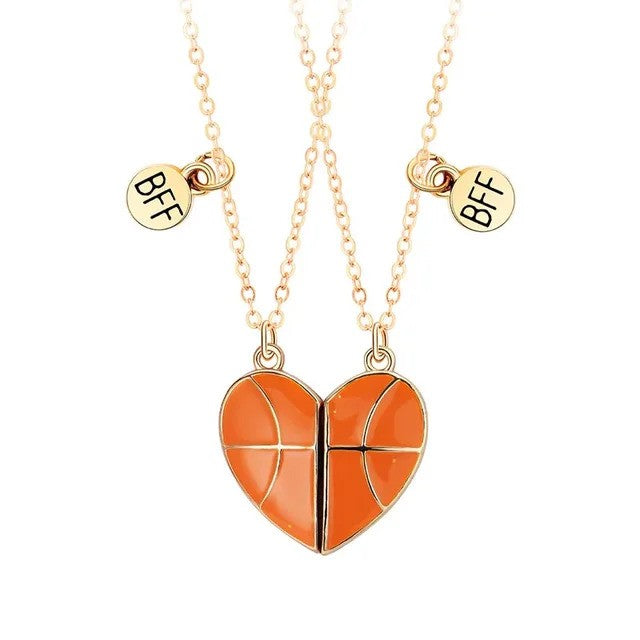 Basketball BFF Friendship Necklace - gold variant - front view