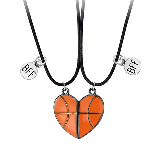 Basketball BFF Friendship Necklace - black variant - front view