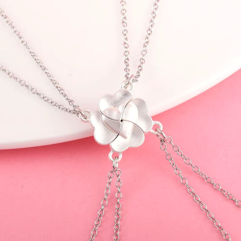 Four-Leaf Clover Heart Magnetic Necklace