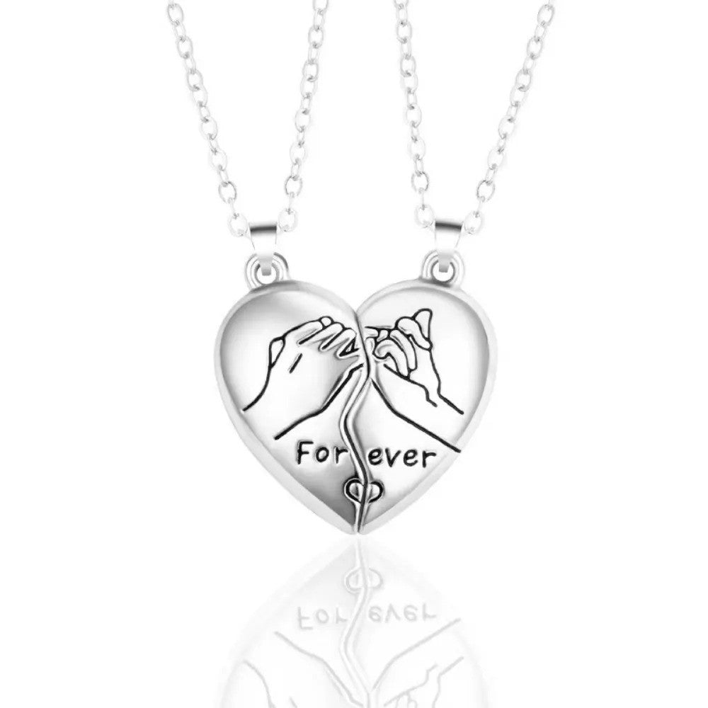 Promise Heart Couple Necklace - Silver