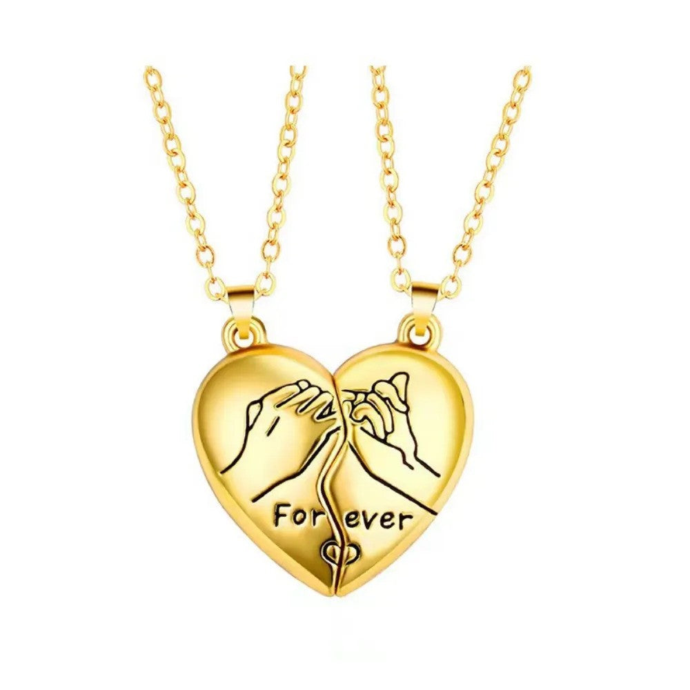 Promise Heart Couple Necklace - Gold