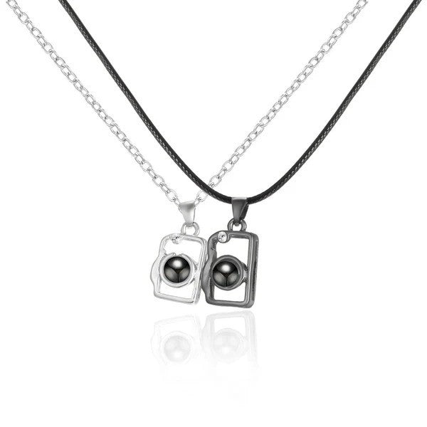 I Love You in 100 Languages BFF Camera Necklace - Silver variant - Front view