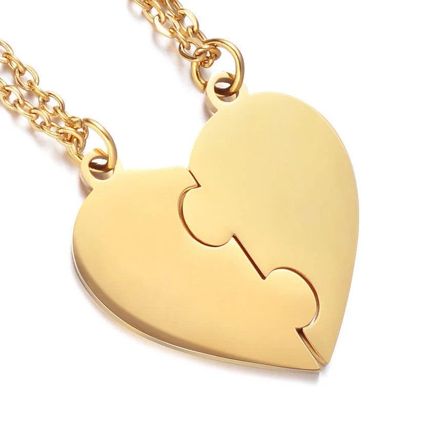 Gold 2-piece set from the 2 to 8 Friend Group Custom Engraved Name Necklaces, featuring two pendants before engraving. A perfect option for two friends looking to share a meaningful keepsake.