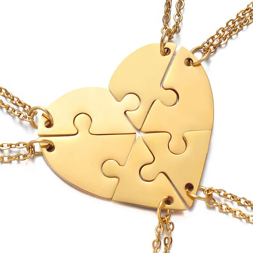 Gold 7-piece set from the 2 to 8 Friend Group Custom Engraved Name Necklaces, featuring two pendants before engraving. A perfect option for two friends looking to share a meaningful keepsake.