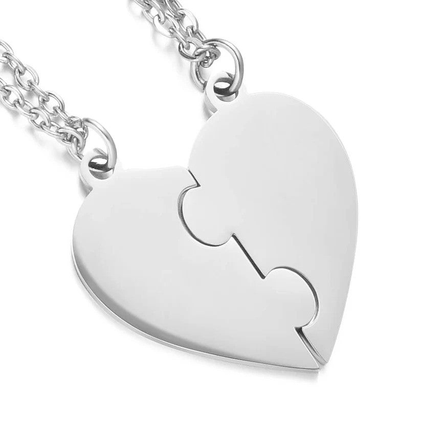 Silver 2-piece set from the 2 to 8 Friend Group Custom Engraved Name Necklaces, featuring two pendants before engraving. A perfect option for two friends looking to share a meaningful keepsake.