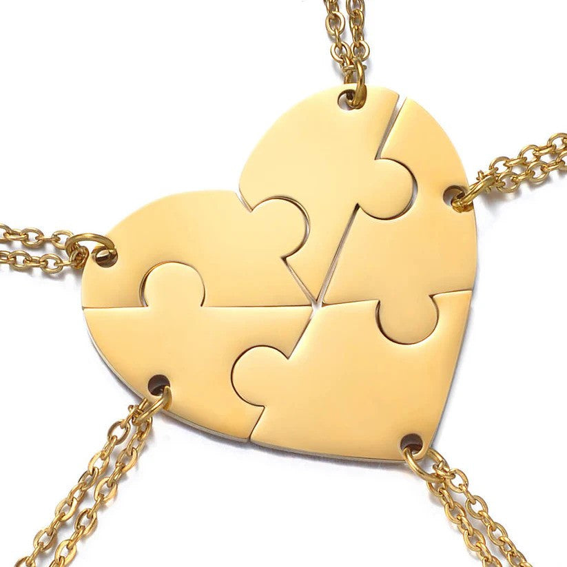 Gold 5-piece set from the 2 to 8 Friend Group Custom Engraved Name Necklaces, featuring two pendants before engraving. A perfect option for two friends looking to share a meaningful keepsake.