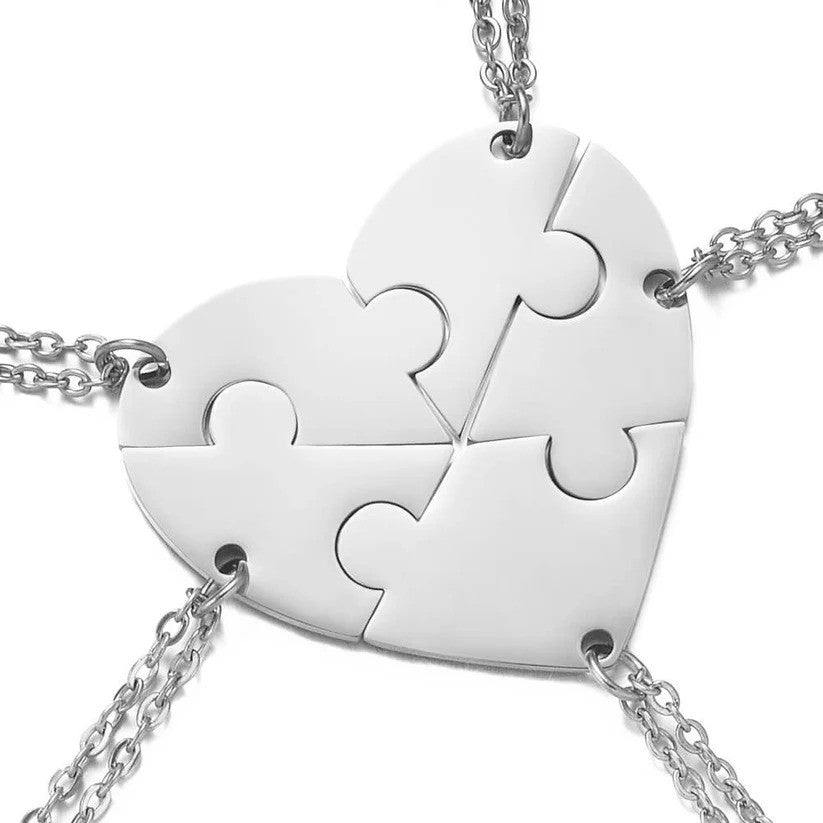 Silver 5-piece set from the 2 to 8 Friend Group Custom Engraved Name Necklaces, featuring two pendants before engraving. A perfect option for two friends looking to share a meaningful keepsake.