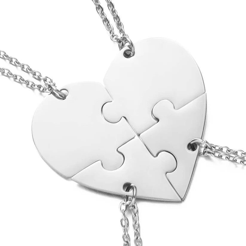 Silver 4-piece set from the 2 to 8 Friend Group Custom Engraved Name Necklaces, featuring two pendants before engraving. A perfect option for two friends looking to share a meaningful keepsake.