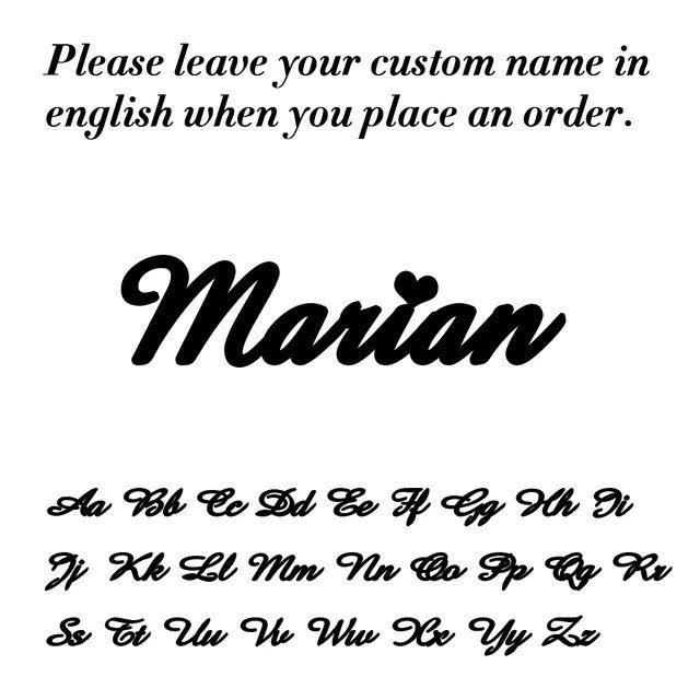 custom name necklace - font and instructions