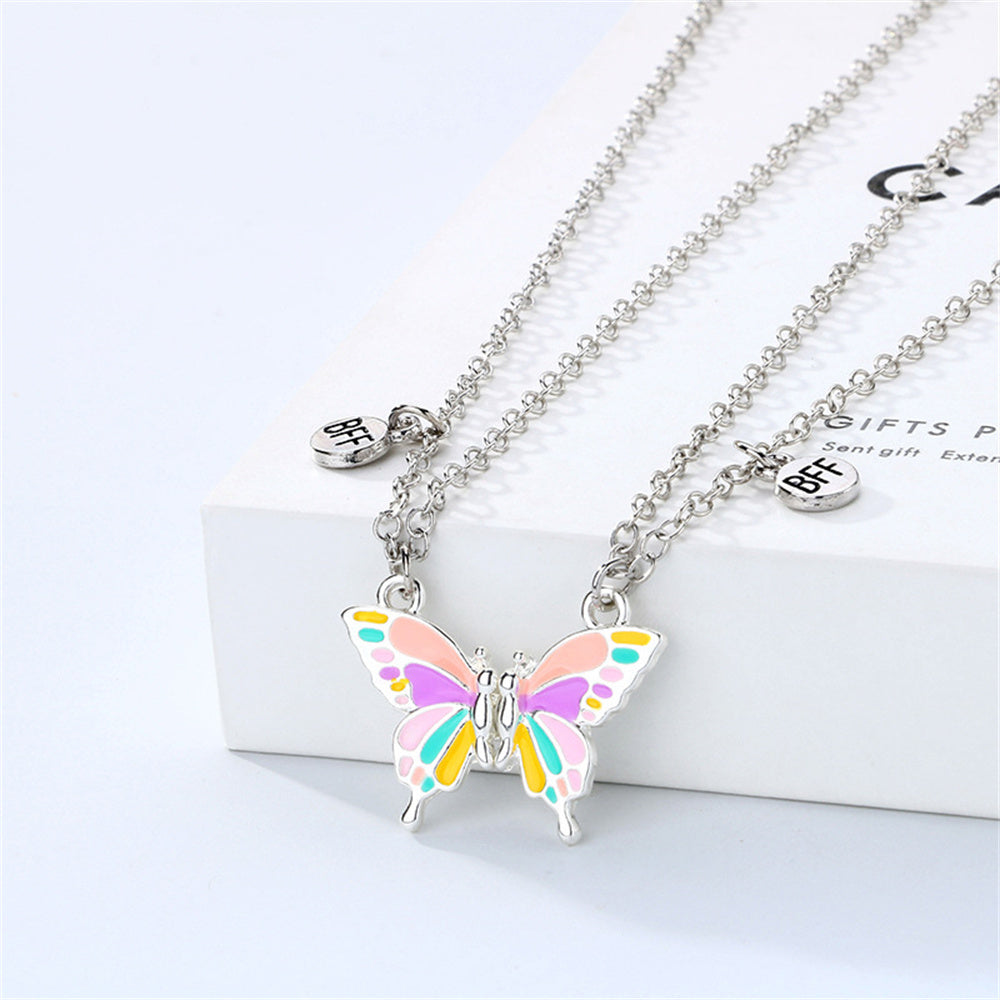 Butterfly BFF Friendship Necklace - Rainbow color - on the table view
