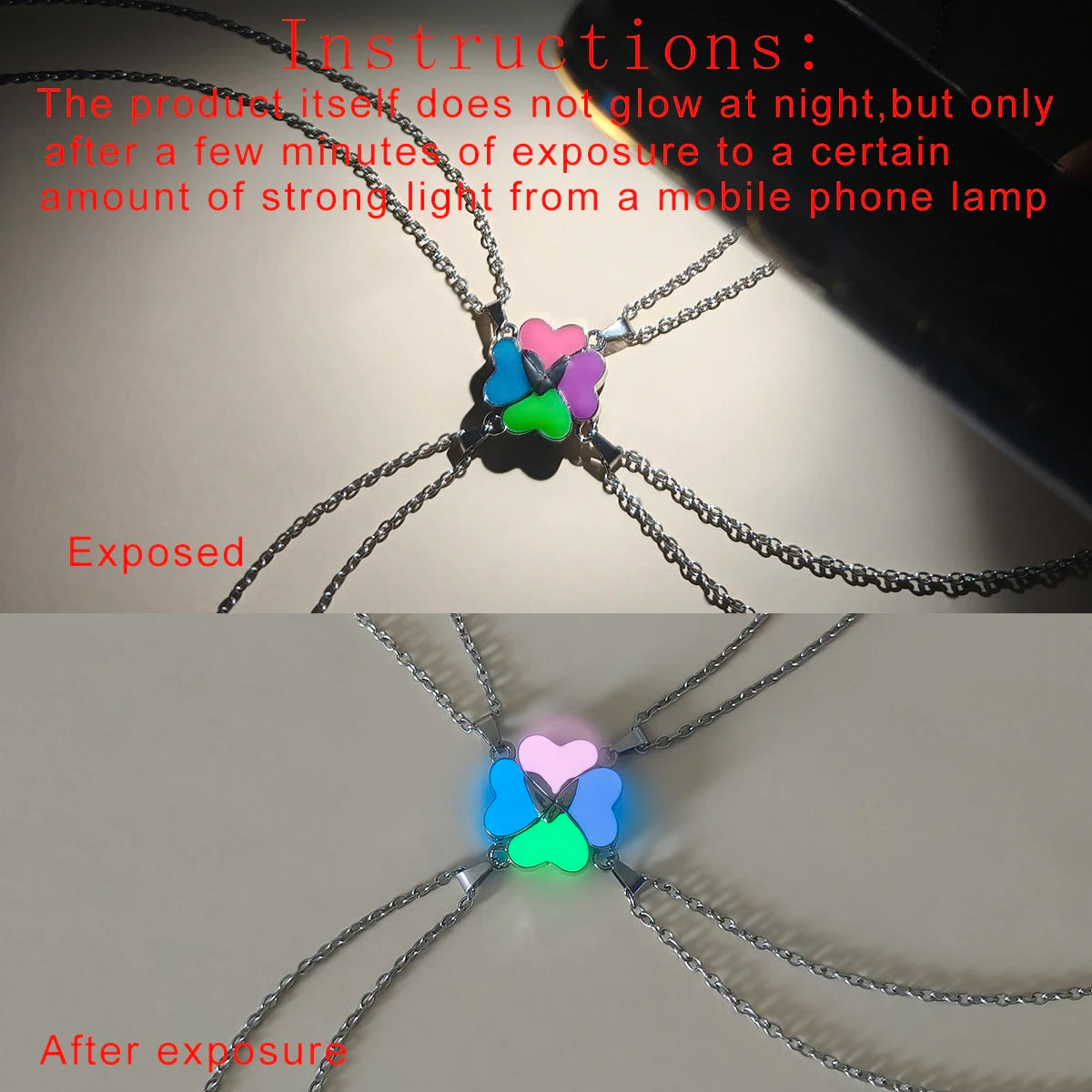 4 Best Friends Clover Glow Magnetic Necklace