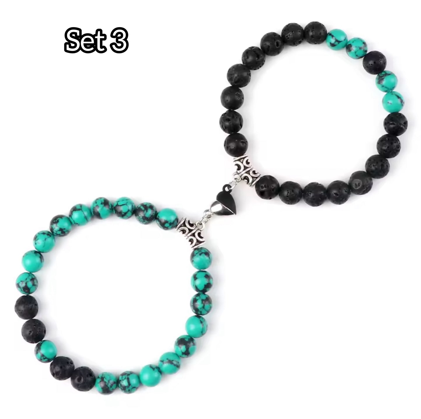 Natural Beads BFF Heart Bracelet