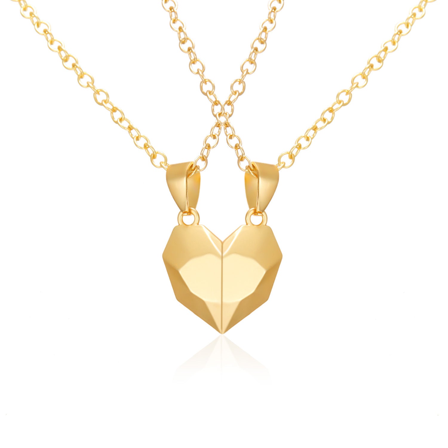 Heart Magnetic Couple Necklace - Gold Color