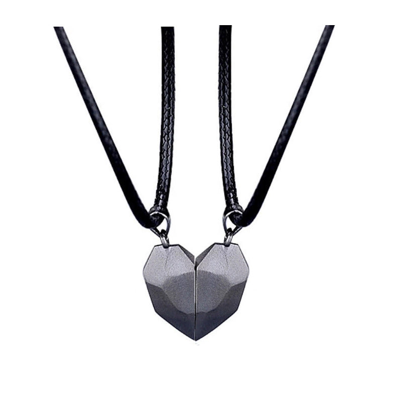 Heart Magnetic Couple Necklace - Black Color