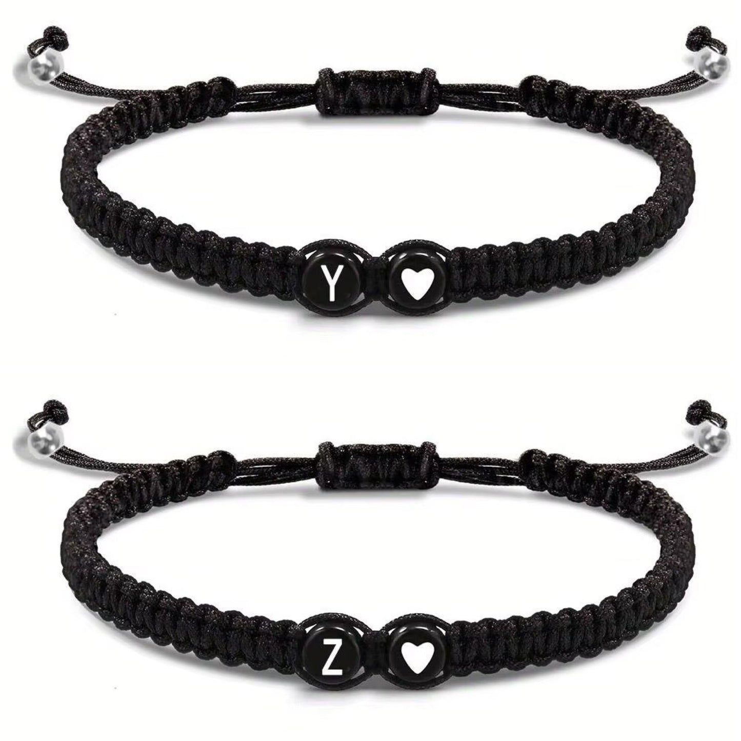 Initial Heart Couple Bracelet