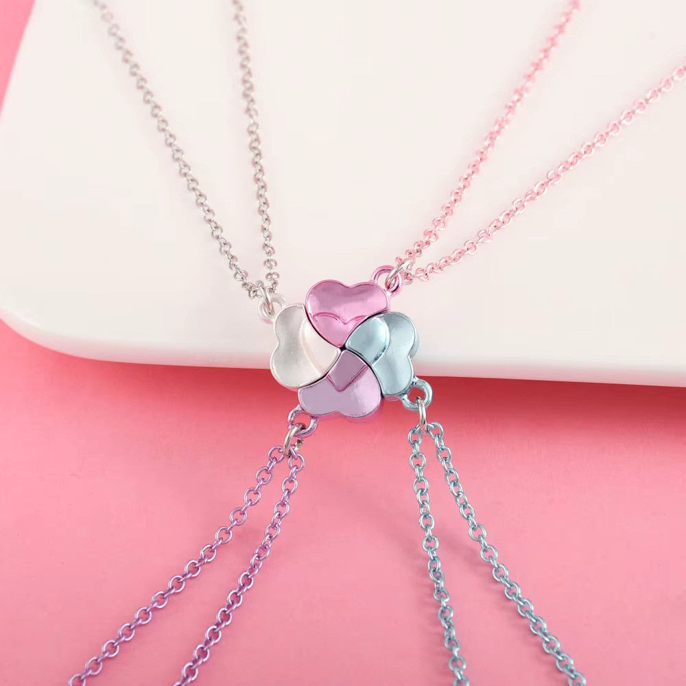 Four-Leaf Clover Heart Magnetic Necklace